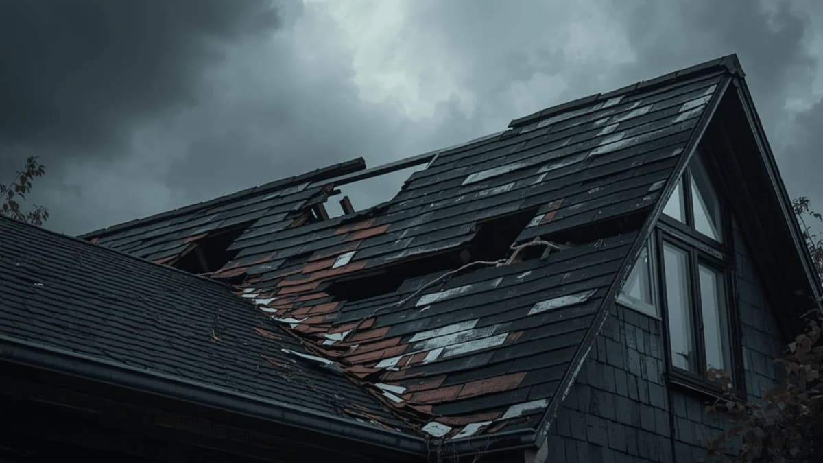 Severe storm damage documented during a roof inspection in Indianapolis