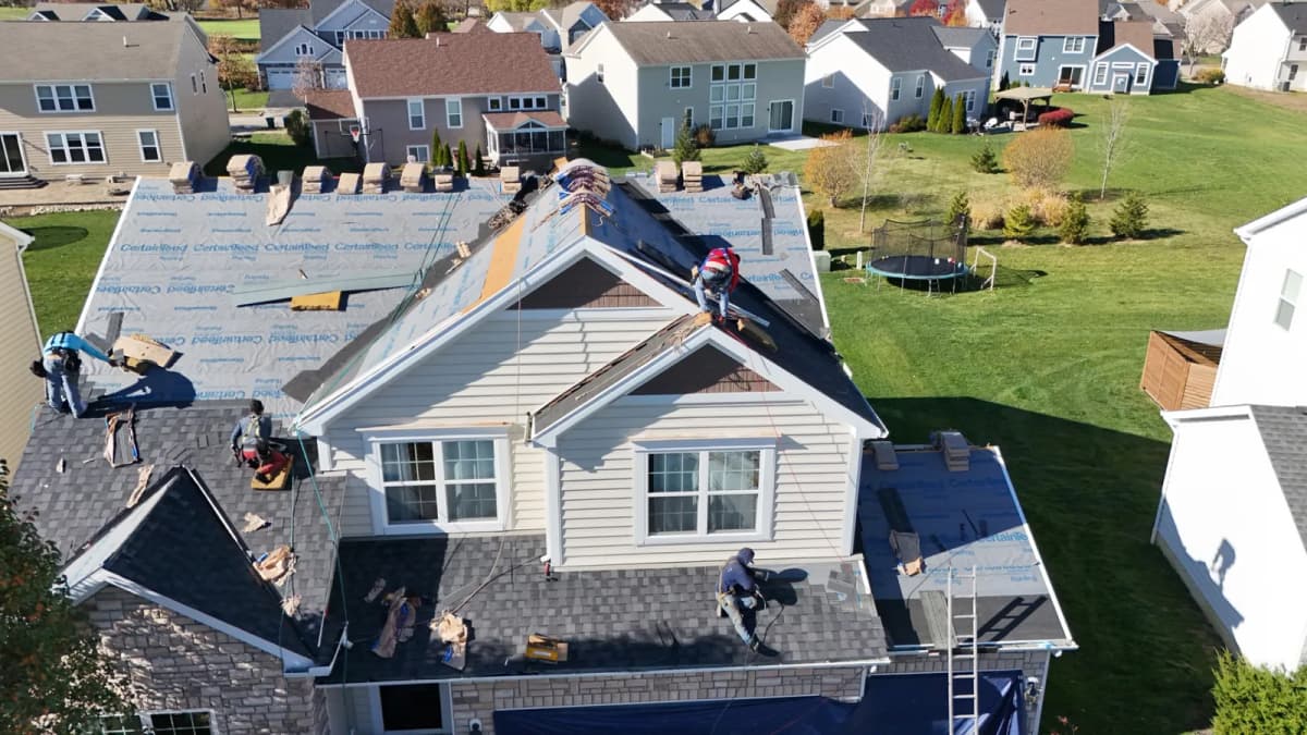 Completed roof replacement on a Franklin Township home, 46259